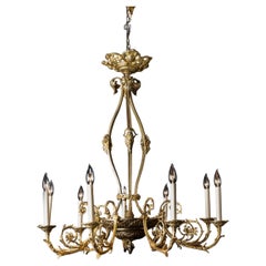 French 19th Century Louis XVI Bronze Chandelier with Ram Heads
