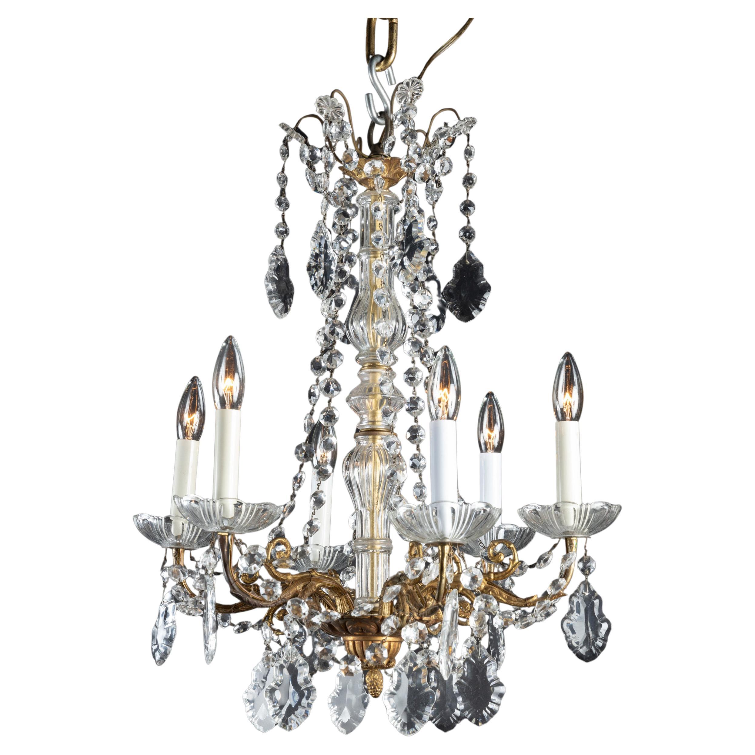 French 19th Century Louis XVI Bronze & Crystal Chandelier