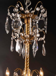 French 19th Century Louis XVI Bronze & Crystal Chandelier, Two Tiers