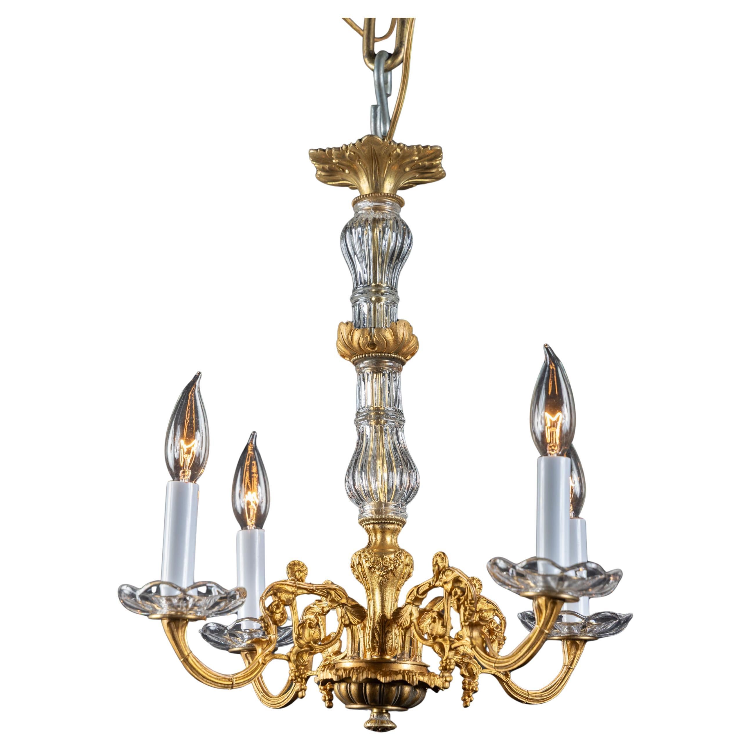 French 19th Century Louis XVI Bronze d'Ore and Crystal Chandelier