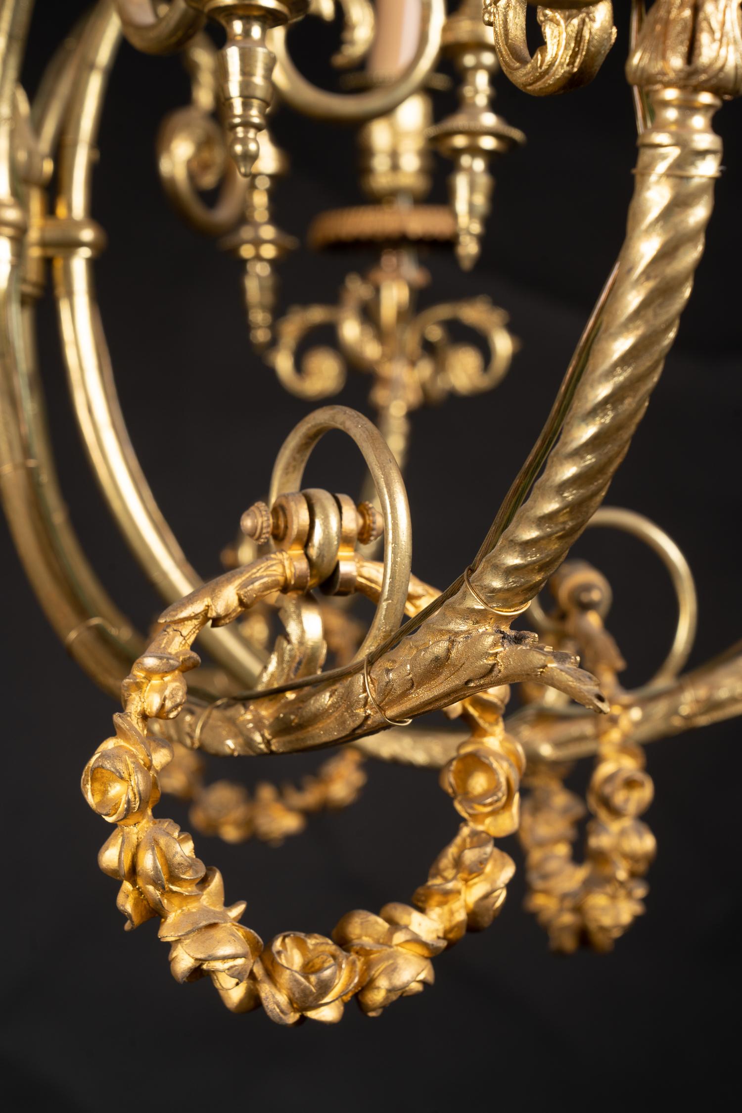 Araña de Bronce D'ore Francesa del Siglo XIX Luis XVI en Bueno estado para la venta en New Orleans, LA