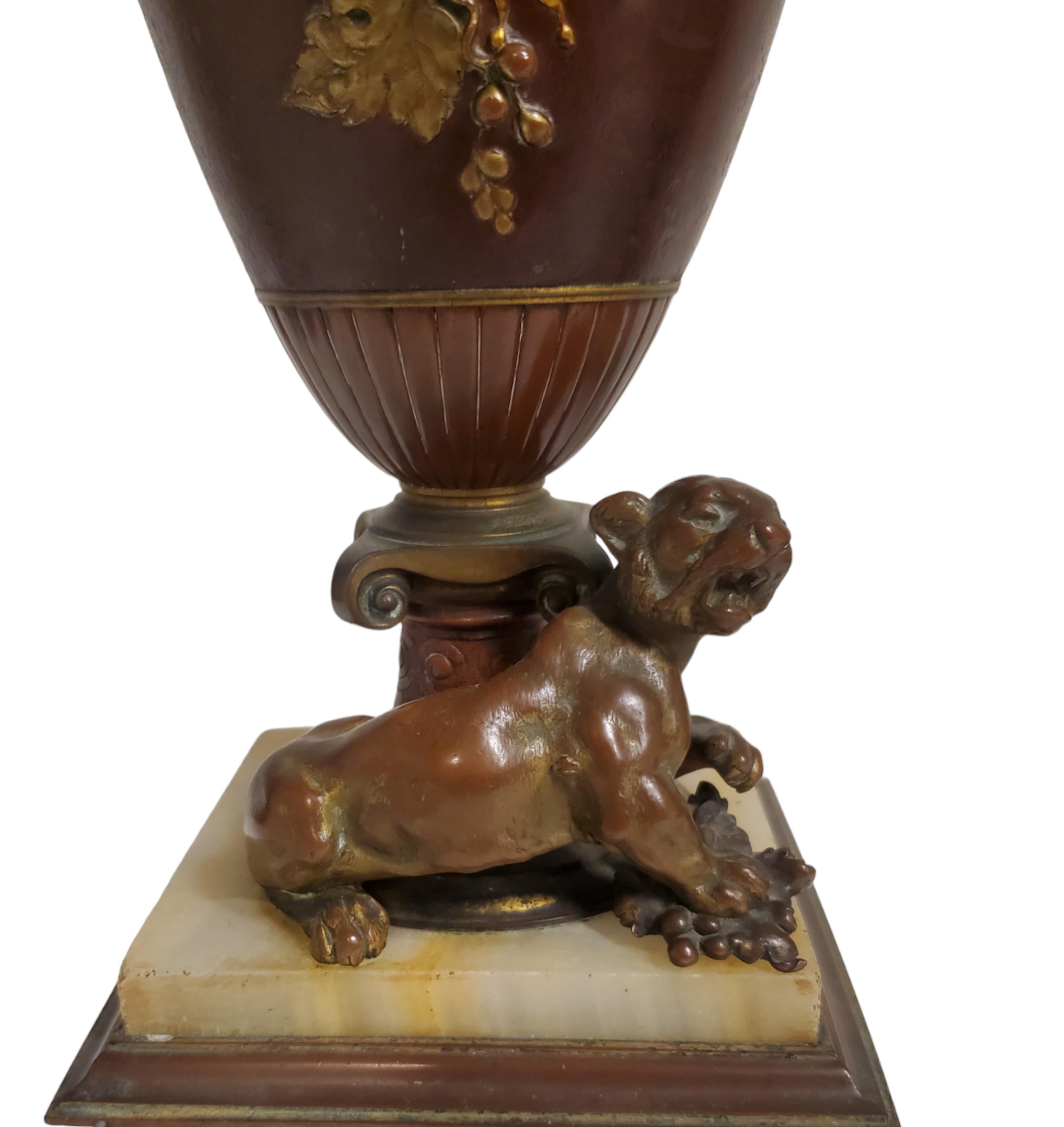 French 19th Century Louis XVI Bronze + Ormolu + onyx 3 piece Centerpiece w/urns  For Sale 9