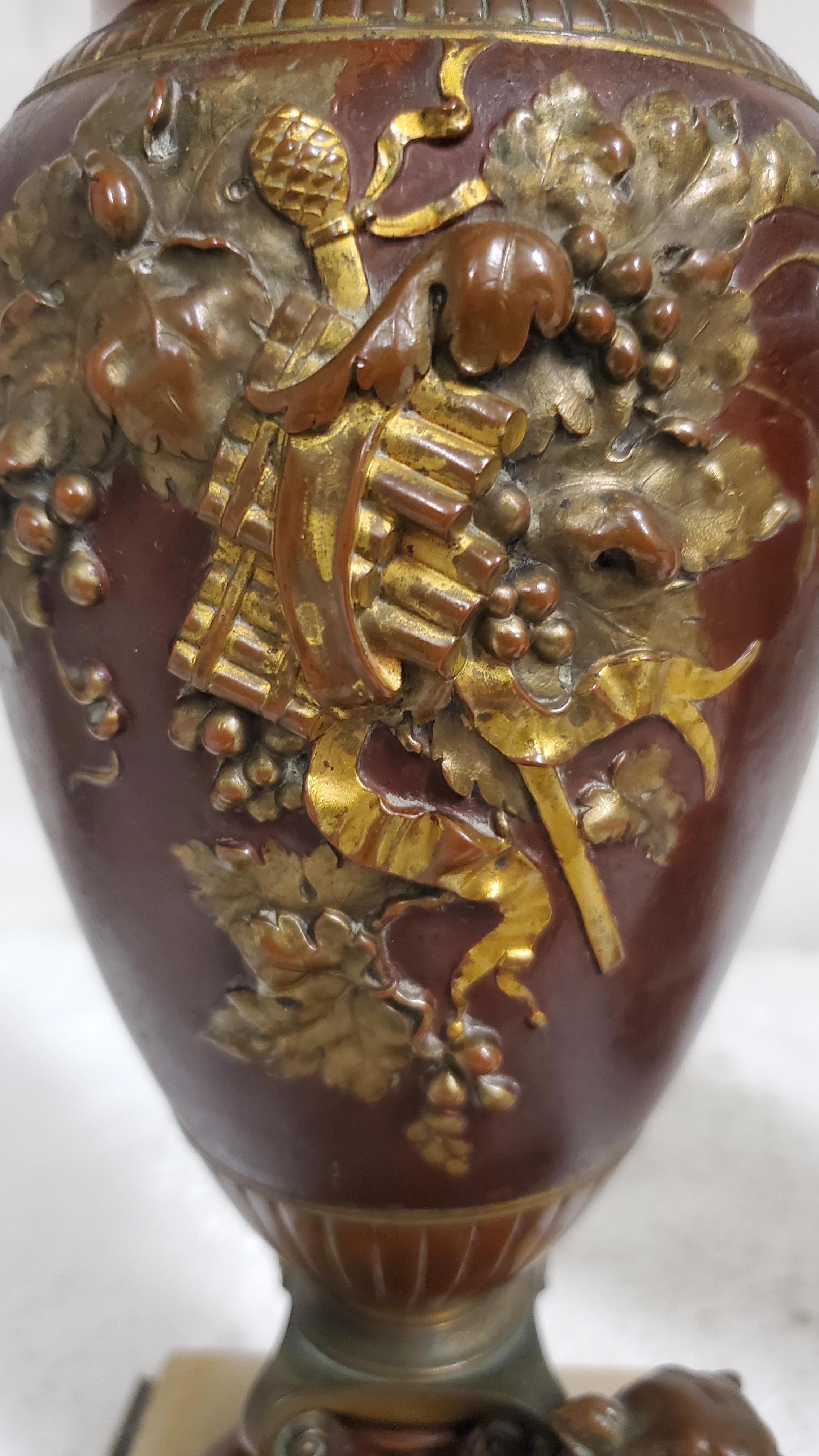 French 19th Century Louis XVI Bronze + Ormolu + onyx 3 piece Centerpiece w/urns  For Sale 2