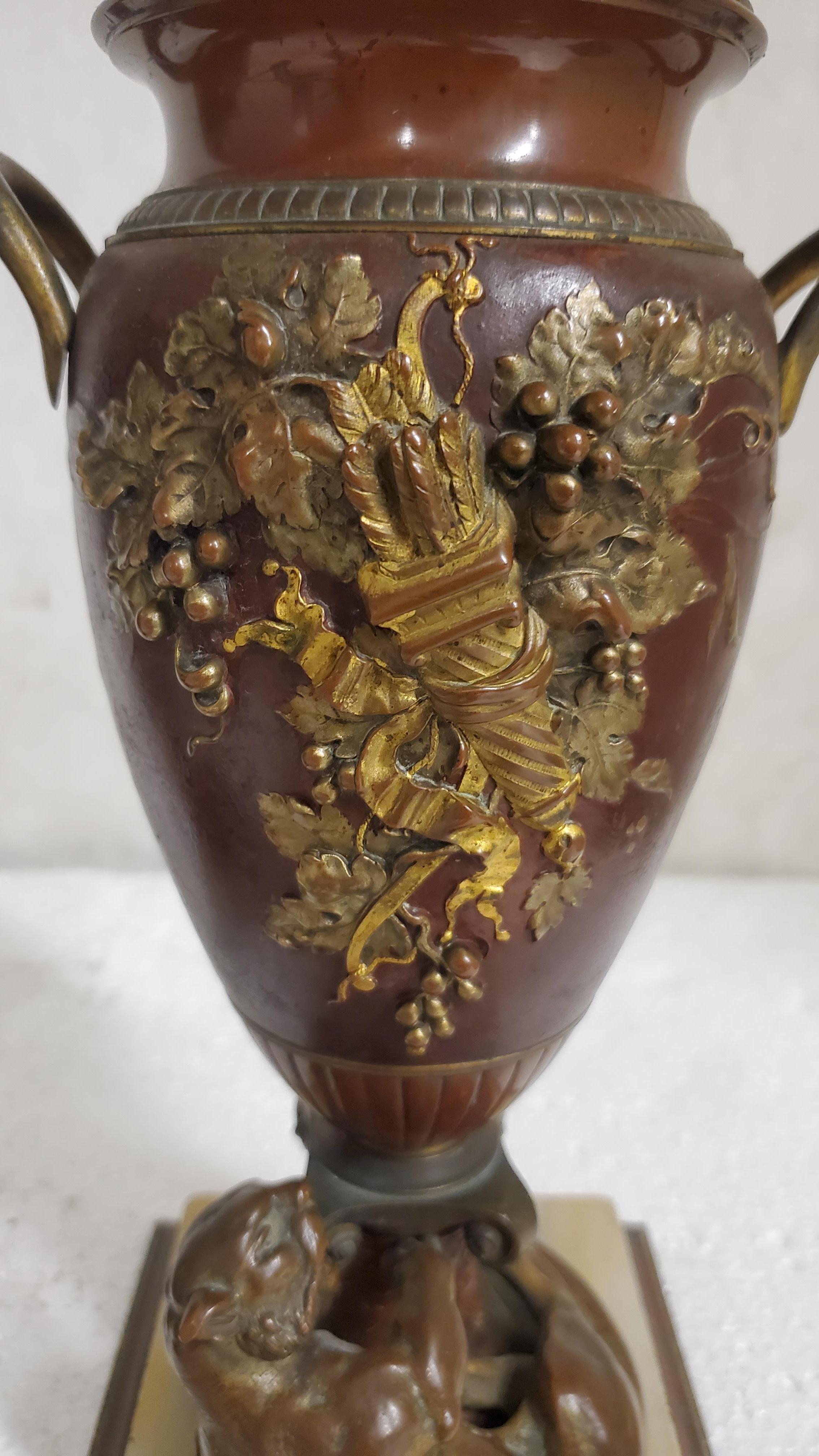 French 19th Century Louis XVI Bronze + Ormolu + onyx 3 piece Centerpiece w/urns  For Sale 3