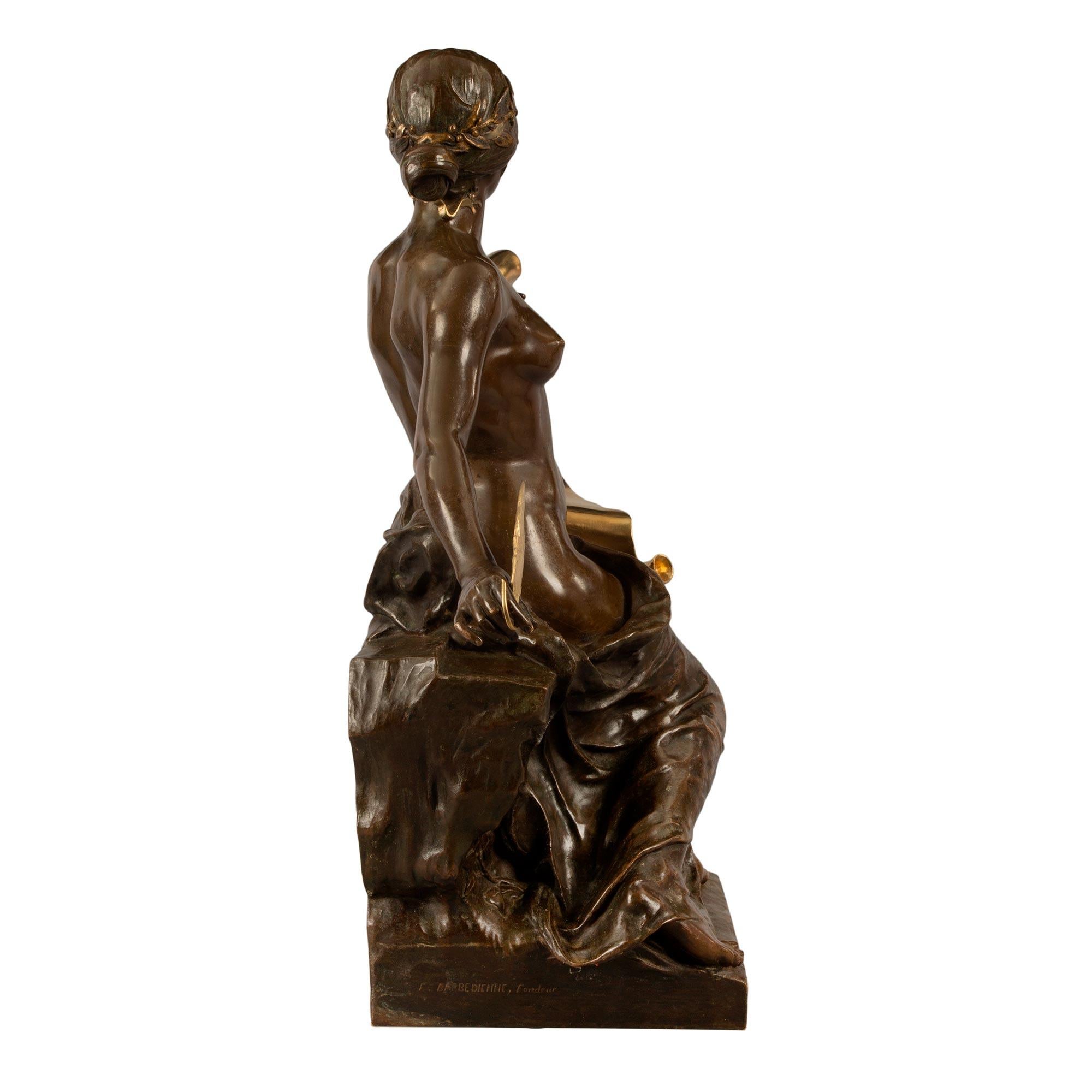 Patinated French 19th Century Louis XVI Bronze Statue of the 'Allegorie de L'Histoire' For Sale