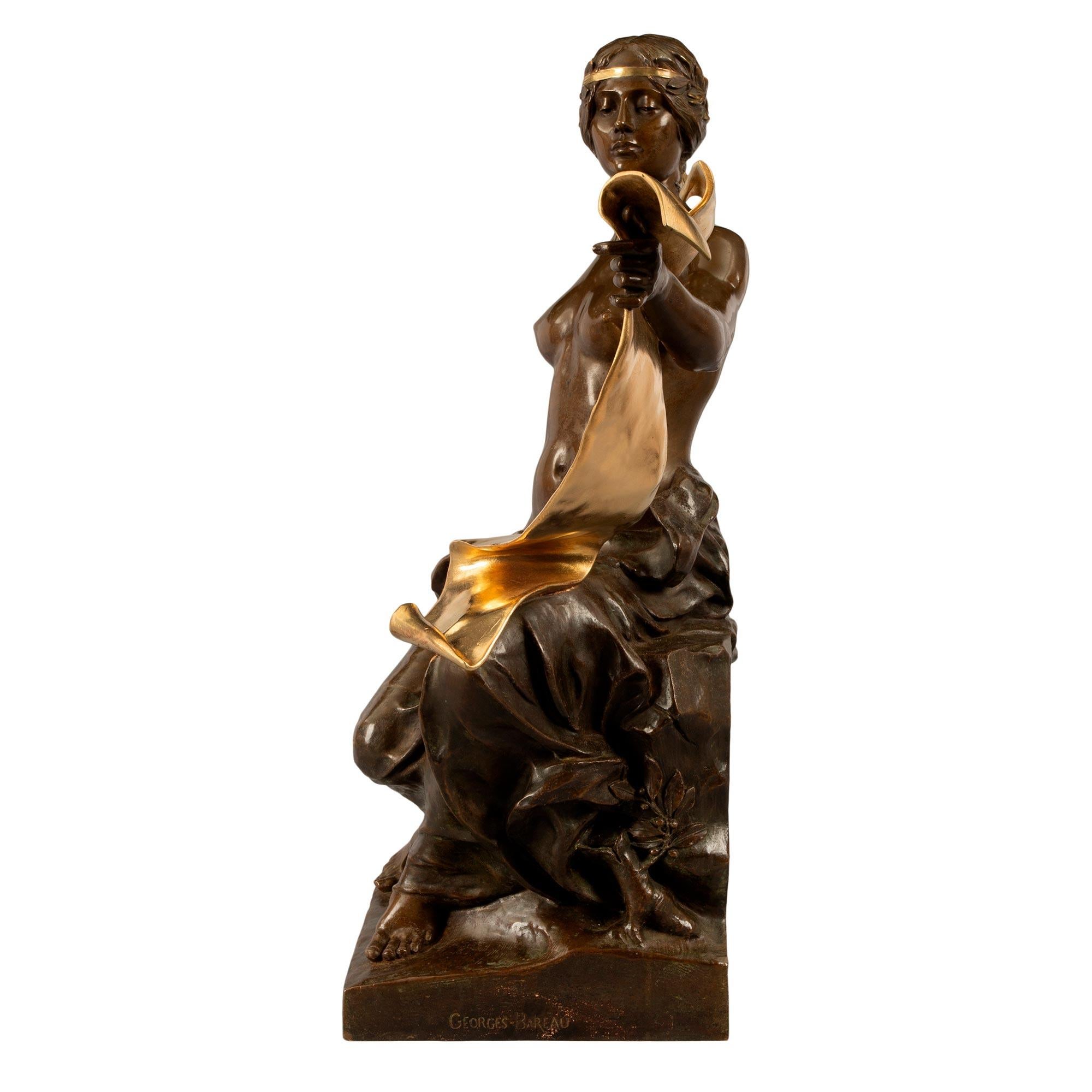 Französische Bronzestatue der „Allegorie de L'Histoire“ aus dem 19. Jahrhundert im Louis-XVI-Stil im Zustand „Gut“ im Angebot in West Palm Beach, FL