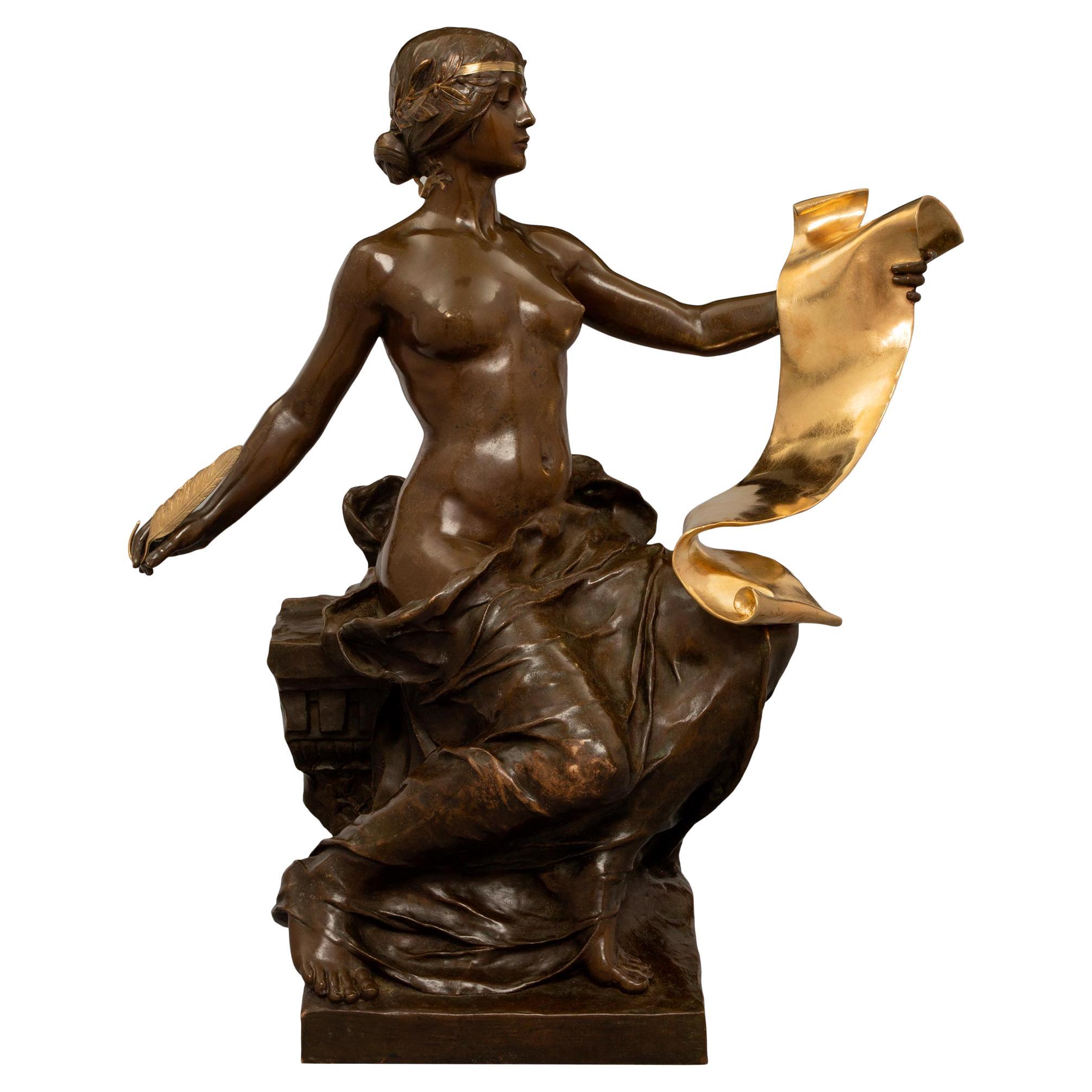 Statue française du XIXe siècle en bronze de style Louis XVI de l'« Allégorie de l'histoire » en vente