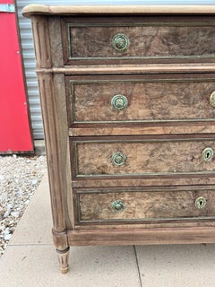 French 19th Century Louis XVI Burl Walnut Bleached Commode