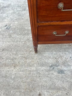 French 19th Century Louis XVI Carrara Marble Top Mahogany Chest of Drawers