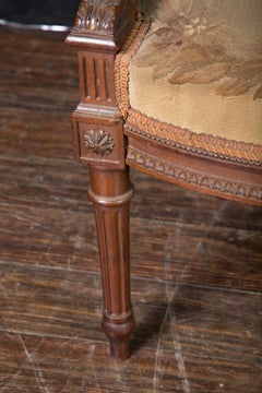 Set da salotto intagliato francese del XIX secolo Luigi XVI con arazzo Aubusson originale