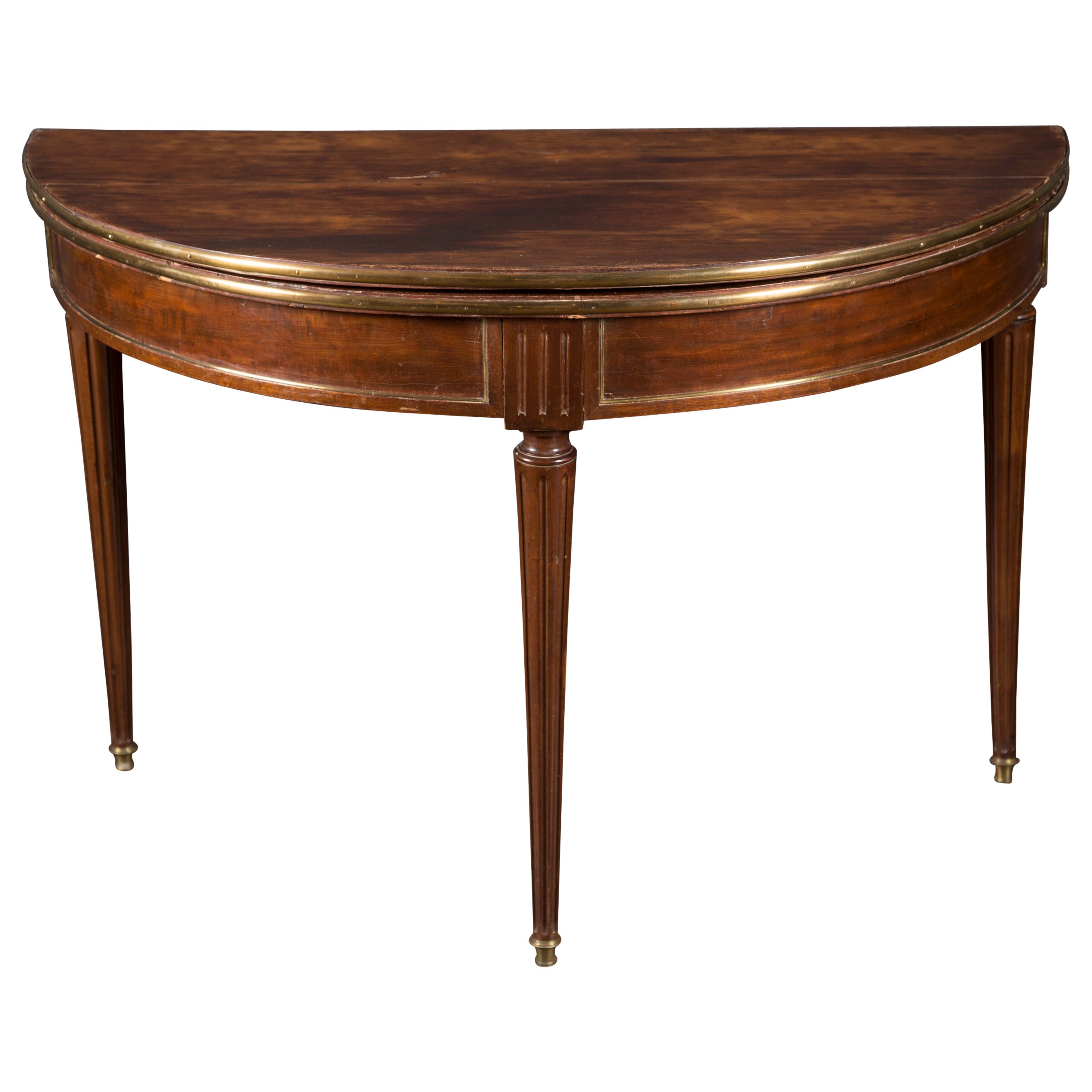 French 19th Century Louis XVI Folding Demi-Lune Game Table