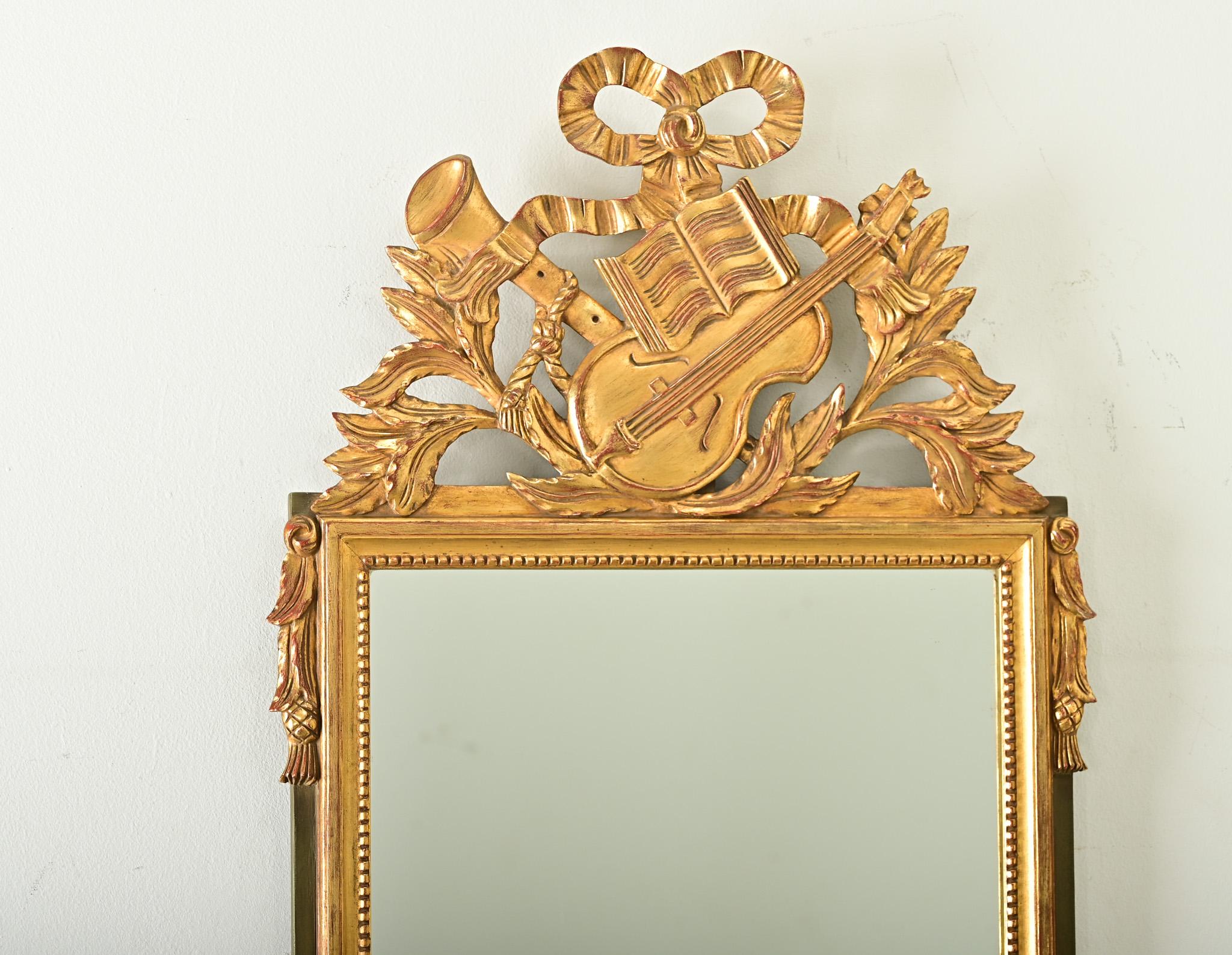 Carved French 19th Century Louis XVI Gilt & Painted Trumeau For Sale
