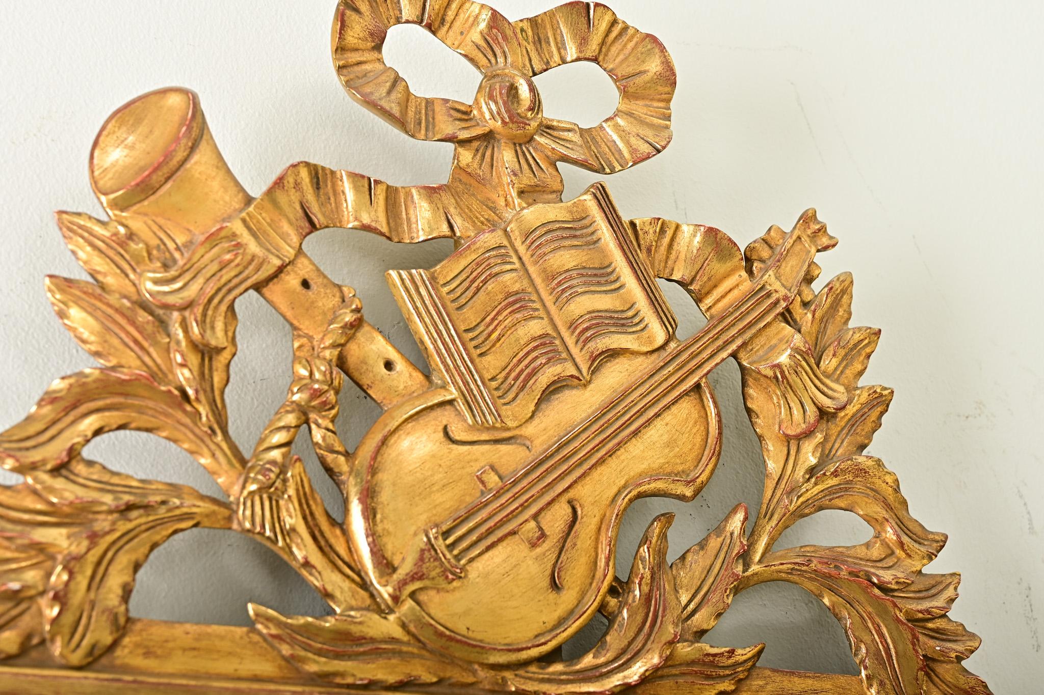 Gold French 19th Century Louis XVI Gilt & Painted Trumeau For Sale