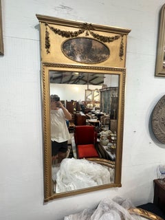 French 19th Century Louis XVI Gilt Wood Trumeau Wall Mirror