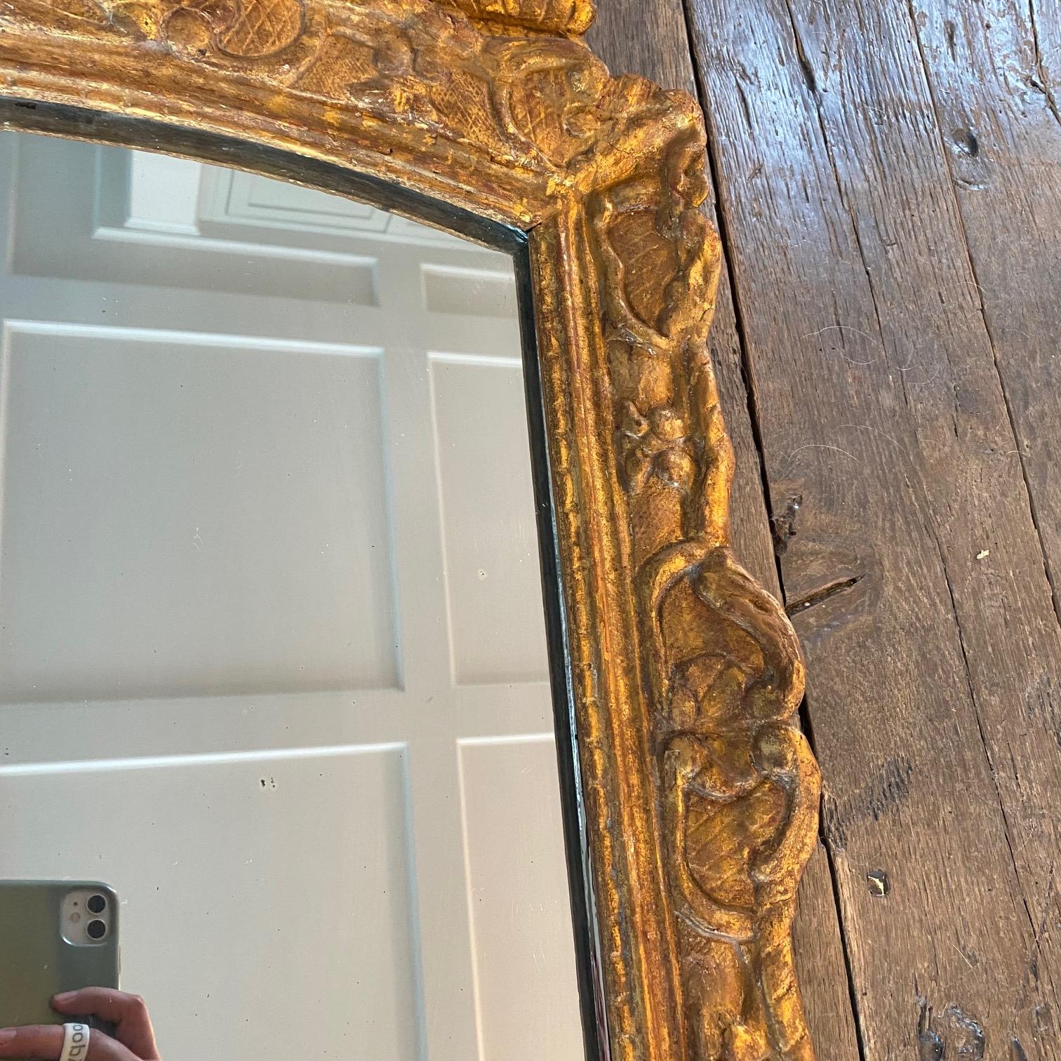 Miroir de mariage en bois doré Louis XVI du 19ème siècle en vente 5