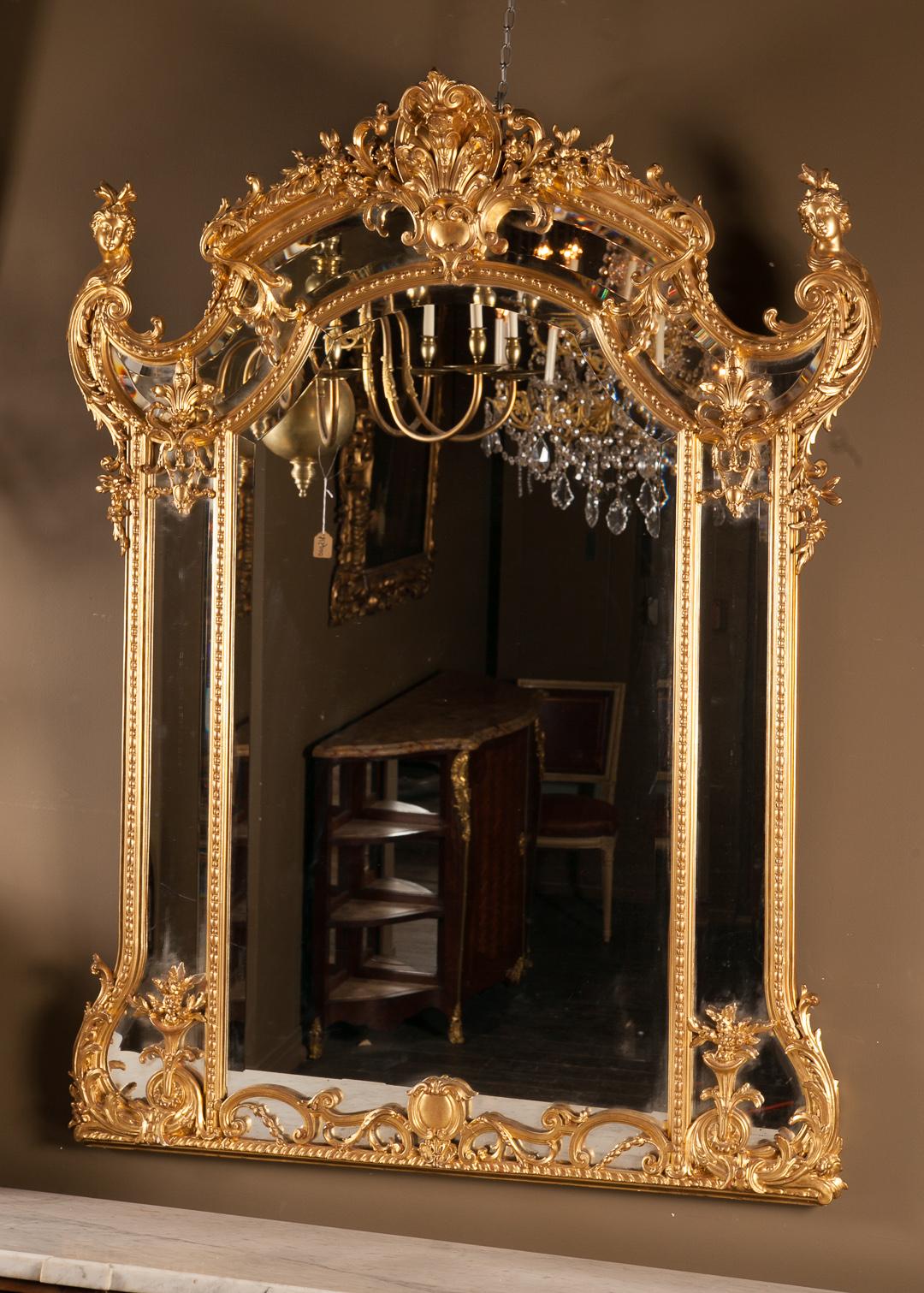 French 19th Century Louis XVI Gold Leaf Mirror with Bevelled Glass For Sale 2