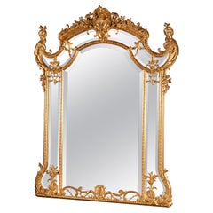 French 19th Century Louis XVI Gold Leaf Mirror with Bevelled Glass