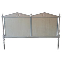 Used French 19th Century Louis XVI Hand Carved Hand Painted Extra Wide Bed Headboard