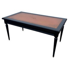 Table basse française du XIXe siècle de style Louis XVI, avec plateau en cuir