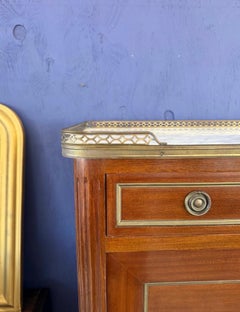 French 19th Century Louis XVI Mahogany Carrara Marble Top Secretaire