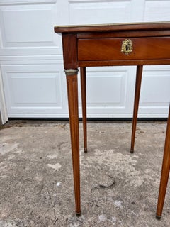 French 19th Century Louis XVI Mahogany Leather Top Side Table
