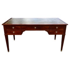 French 19th Century Louis XVI Mahogany Leather Top Writing Desk