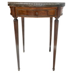 French 19th Century Louis XVI Mahogany Oval Bouillotte Marble Top Side Table