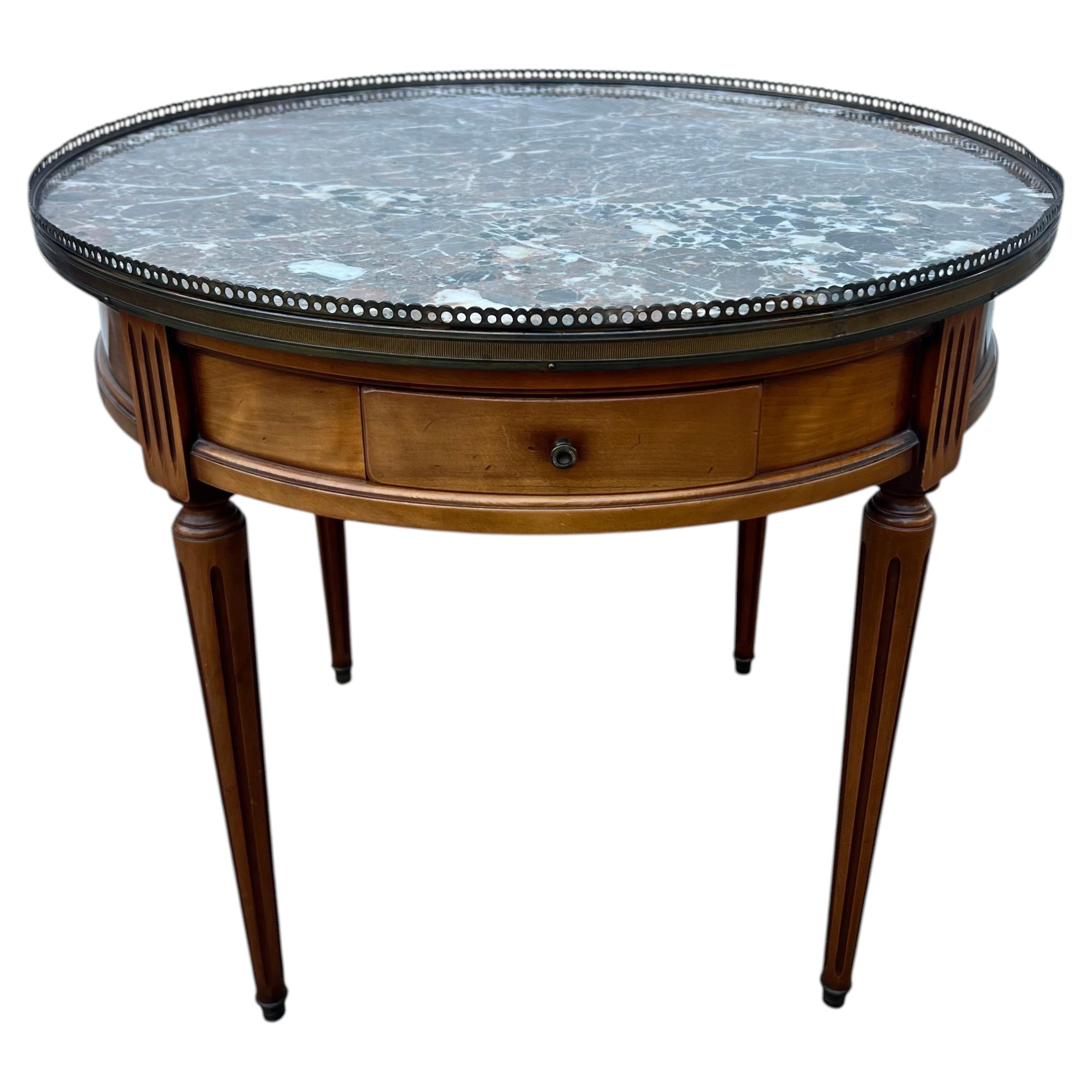 French 19th Century Louis XVI Mahogany Round Bouillotte Marble Top Side Table For Sale