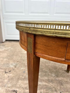 French 19th Century Louis XVI Mahogany Round Bouillotte Marble Top Side Table