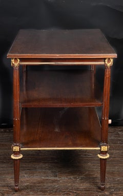 French 19th Century Louis XVI Mahogany Tiered Serving Table with Bronze Mounts