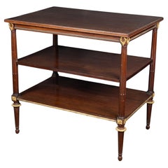 Antique French 19th Century Louis XVI Mahogany Tiered Serving Table with Bronze Mounts