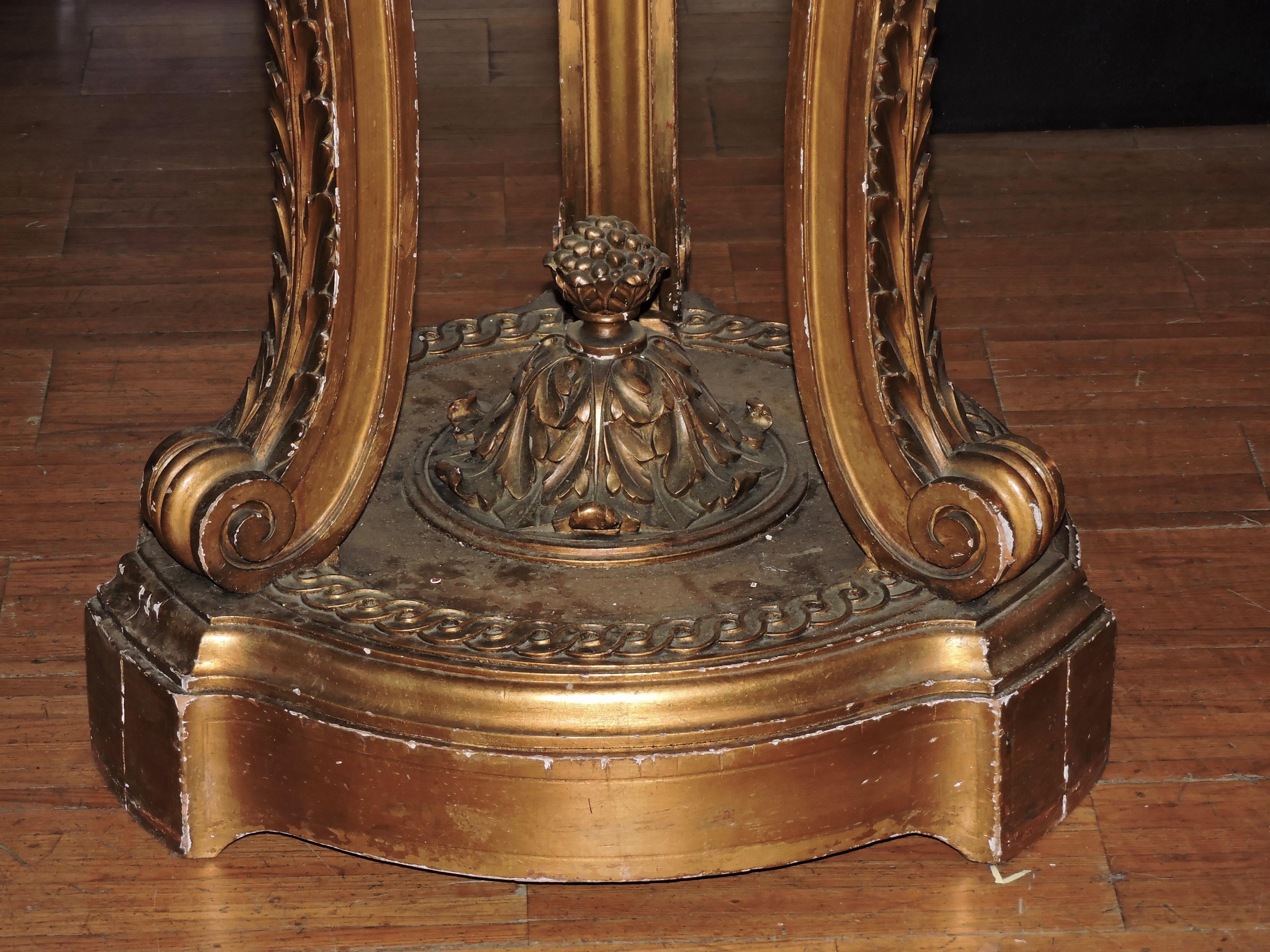 French 19th Century Louis XVI Marble and Giltwood Sellette Guéridon 2