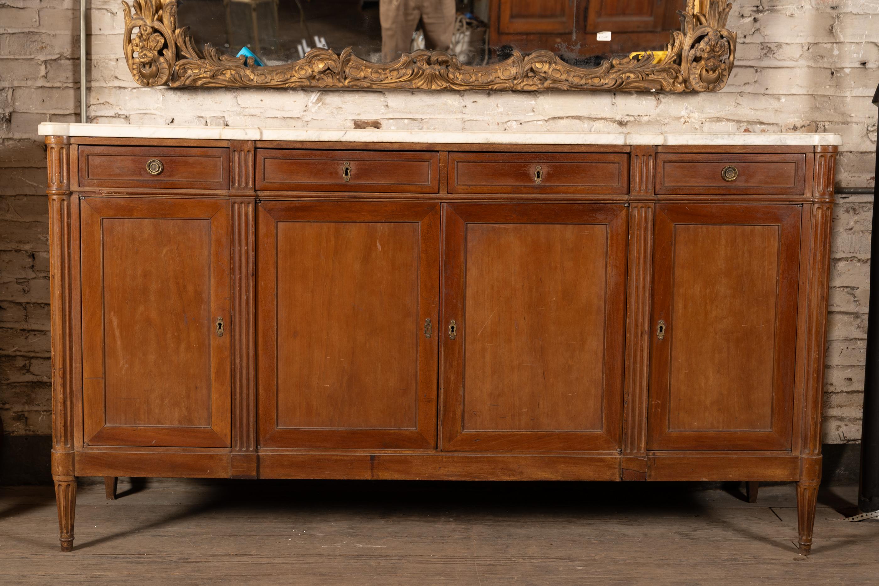 French 19th Century Louis XVI Marble Top Buffet In Good Condition For Sale In New Orleans, LA