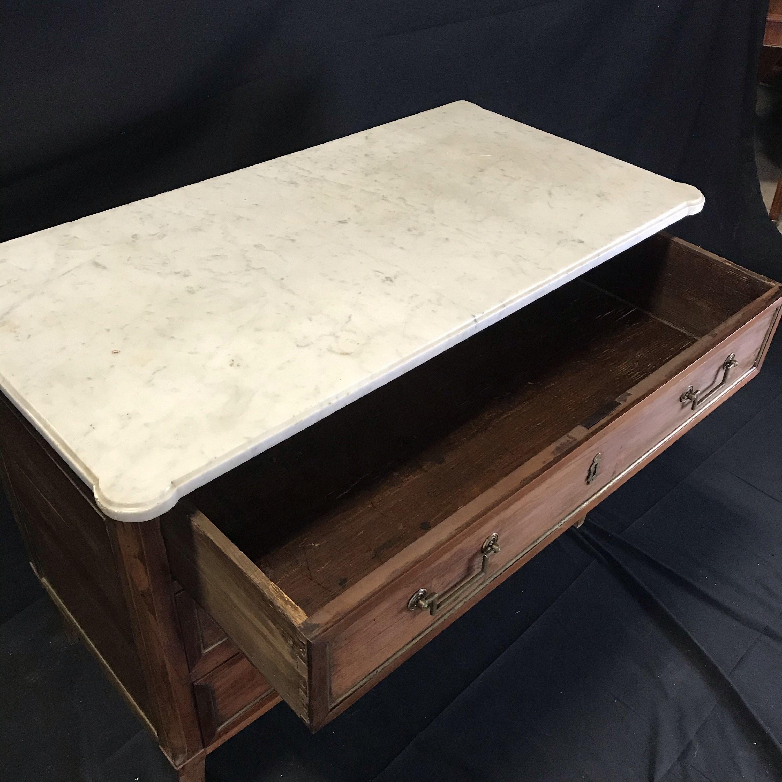 French 19th Century Louis XVI Marble-Top Commode or Chest of Drawers 1