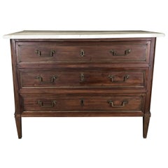 French 19th Century Louis XVI Marble-Top Commode or Chest of Drawers
