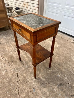 French 19th Century Louis XVI Marble Top Walnut Nightstand