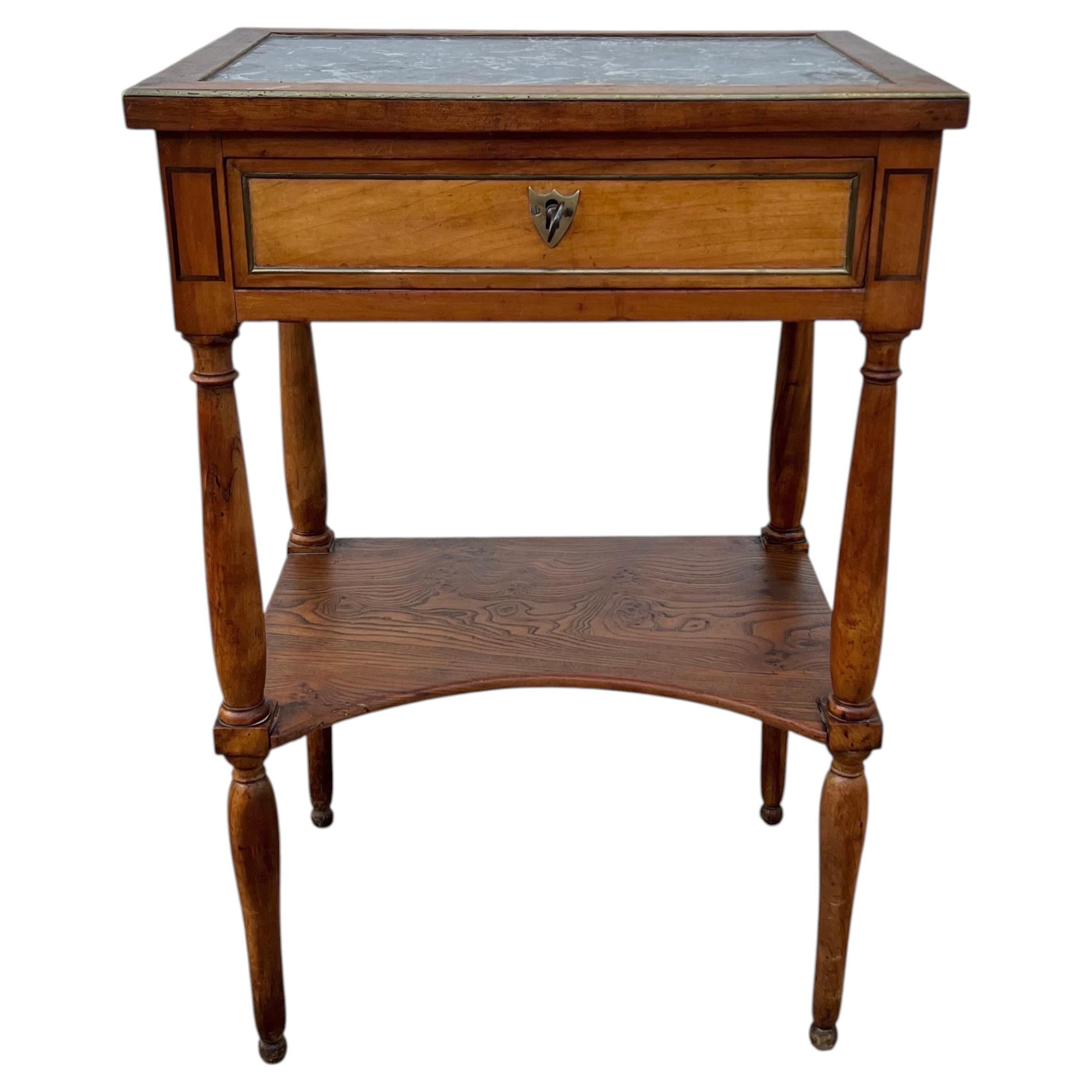 French 19th Century Louis XVI Marble Top Walnut Nightstand