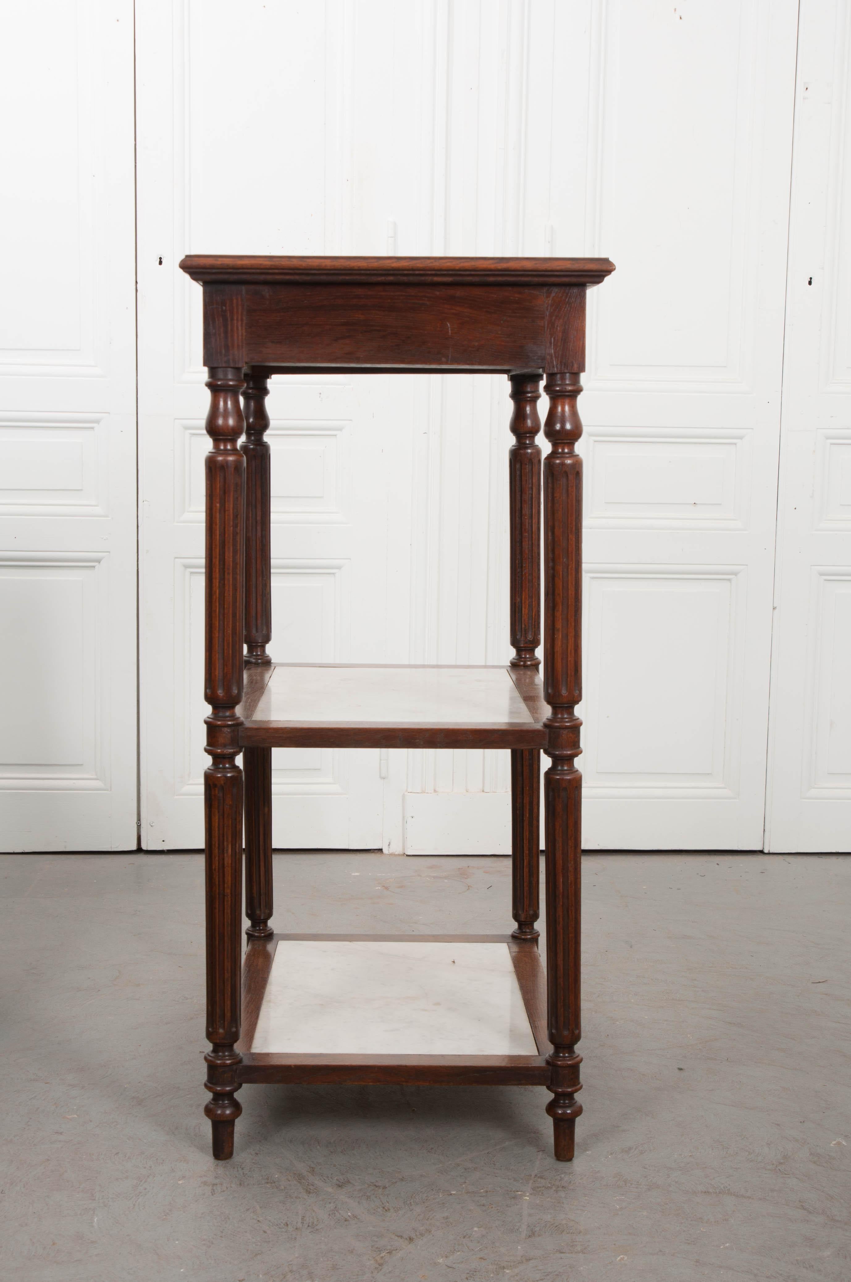 French 19th Century Louis XVI Oak and Marble Three-Tier Étagère 6
