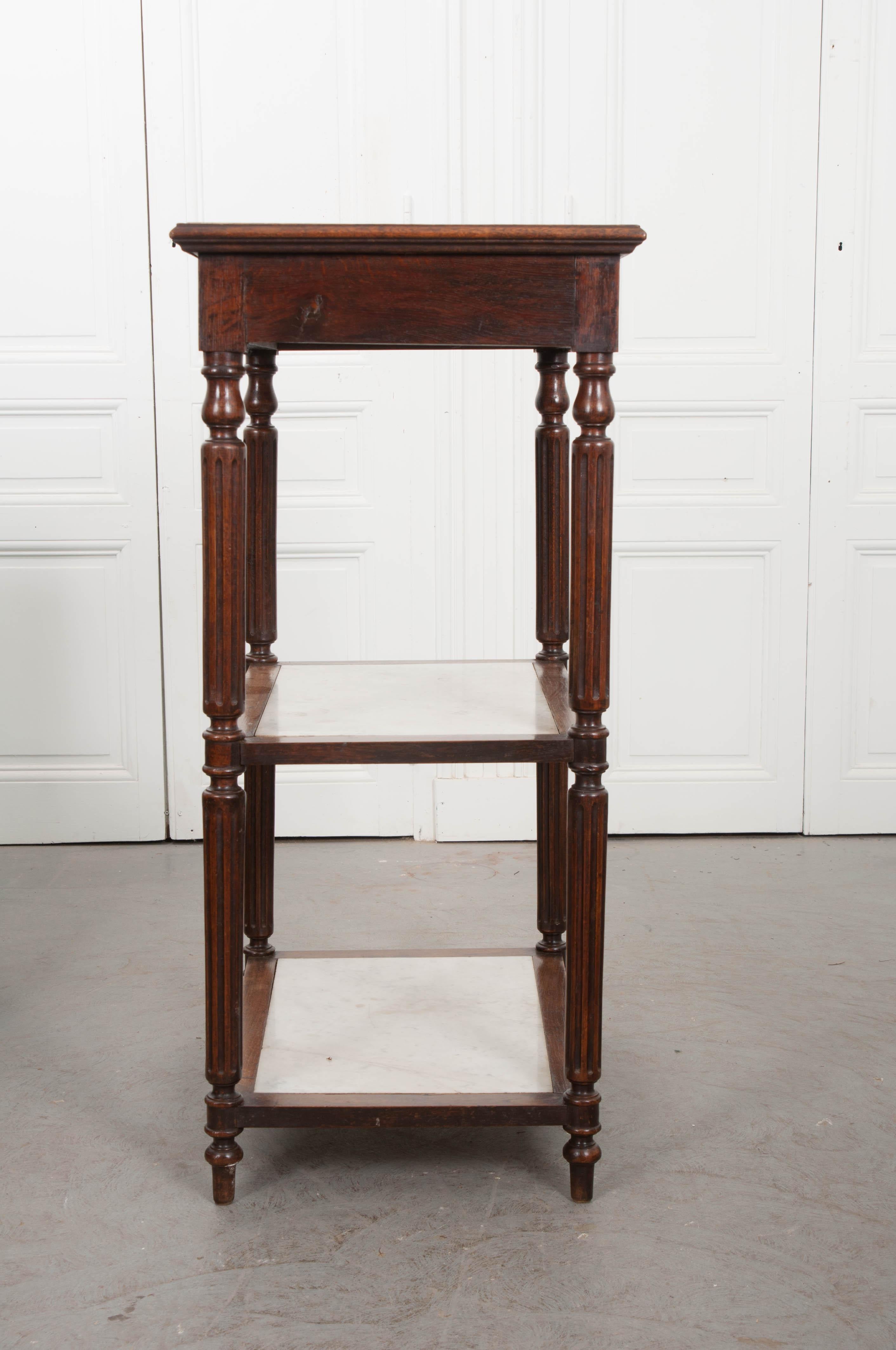 French 19th Century Louis XVI Oak and Marble Three-Tier Étagère 3