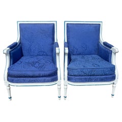 Französische bemalte Louis-XVI-Sessel aus dem 19. Jahrhundert – 2er-Set