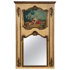 Französischer Wandspiegel im Louis-XVI-Stil aus dem 19. Jahrhundert mit Bemalung