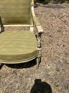 French 19th Century Louis XVI Painted Walnut Arm Chairs - Set of 2