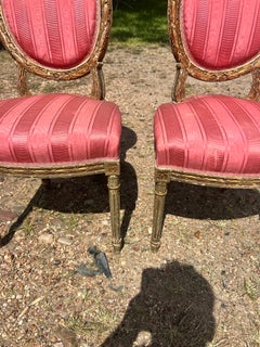 French 19th Century Louis XVI Painted Walnut Dining Chairs - Set of 2