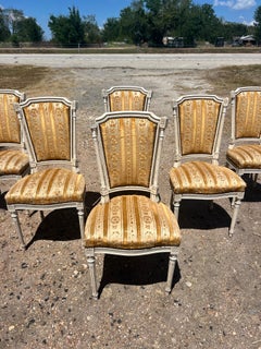 French 19th Century Louis XVI Painted Walnut Dining Chairs - Set of 6