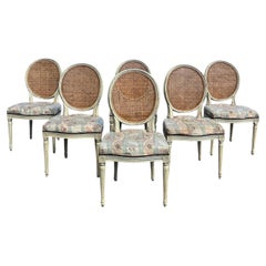 French 19th Century Louis XVI Painted Walnut Dining Chairs - Set of 6