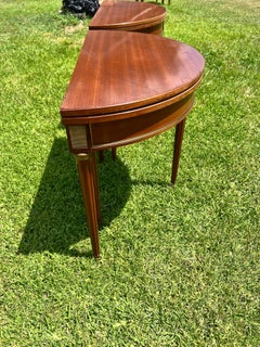 French 19th Century Louis XVI Pair of Mahogany Demilune Side Tables