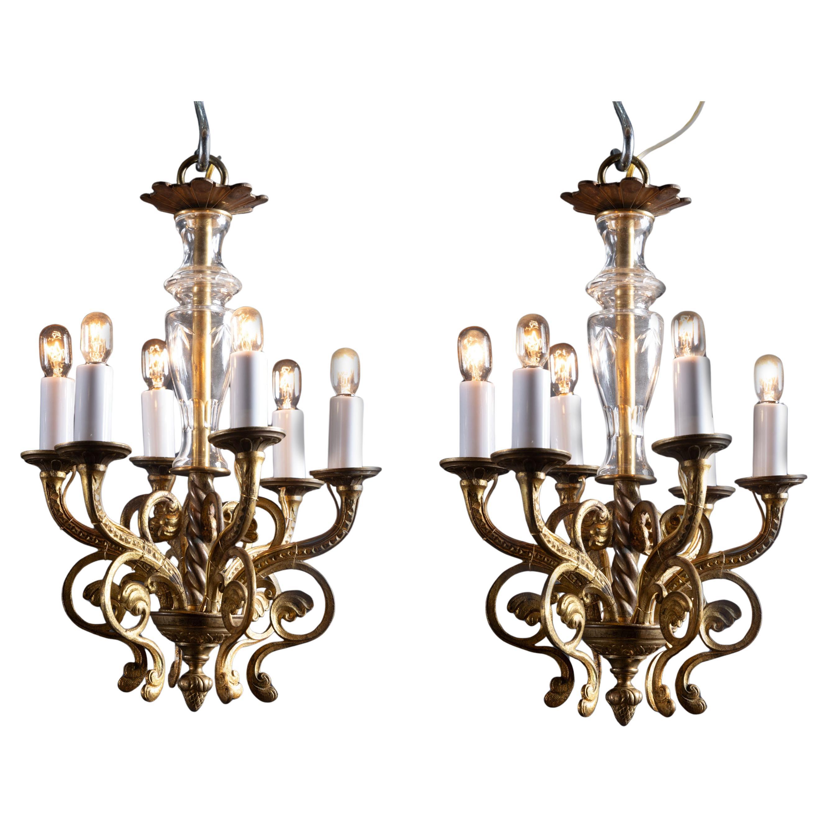French 19th Century Louis XVI Pair of Small Chandeliers