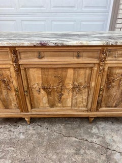 French 19th Century Louis XVI Provincial Bleached Walnut Marble Top Sideboard
