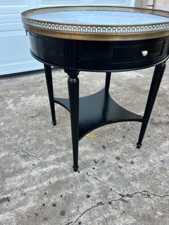 French 19th Century Louis XVI Round Bouillotte Marble Top Side Table