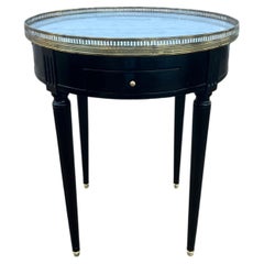 French 19th Century Louis XVI Round Bouillotte Marble Top Side Table